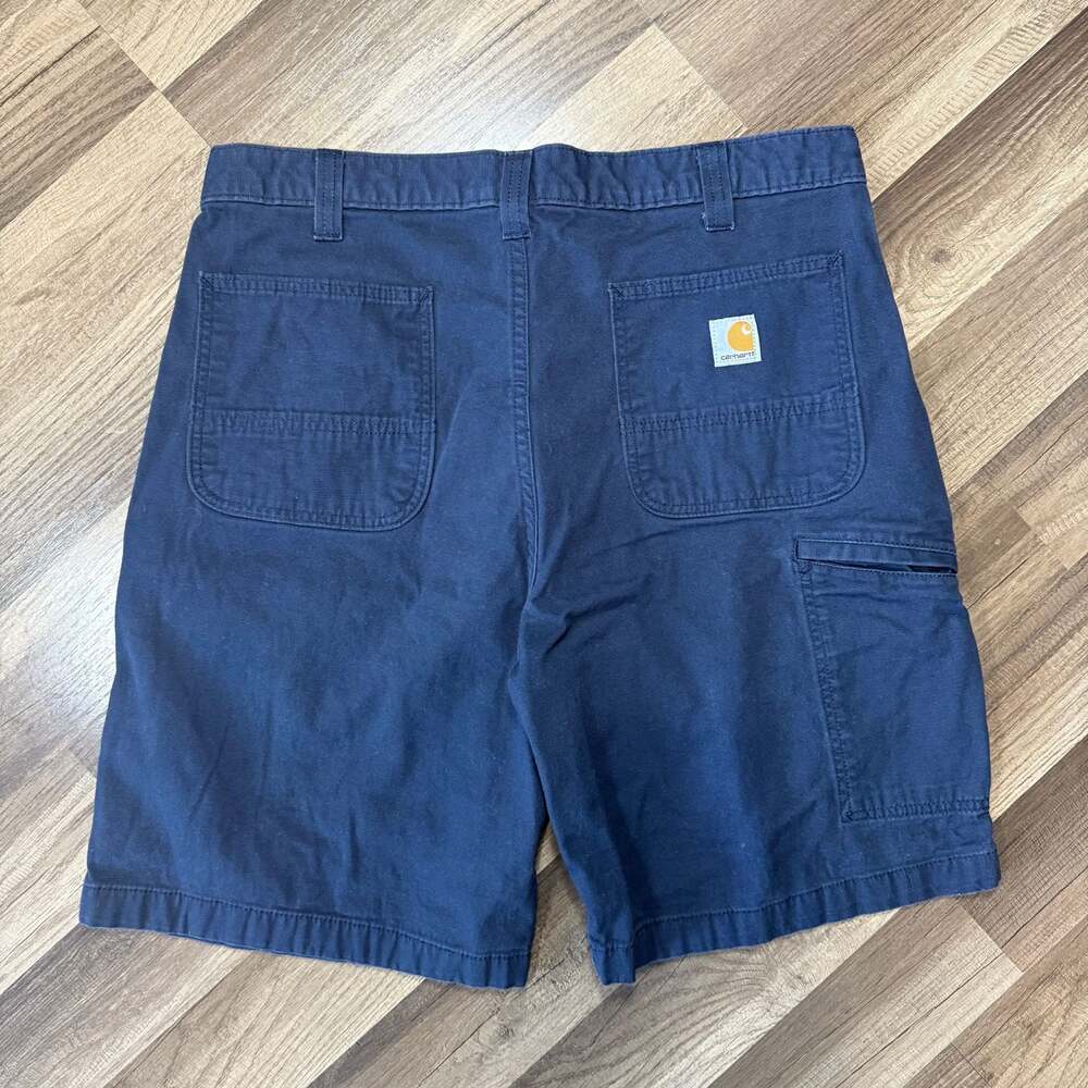 Carhartt Navy Blue Canvas Relaxed Fit Cargo Shorts Size 38 Workwear